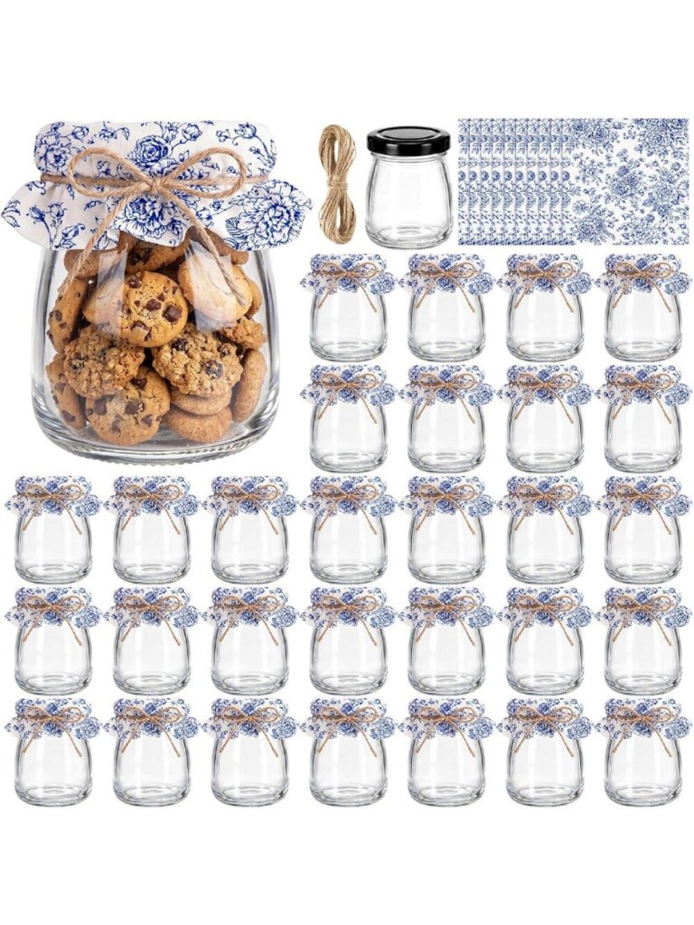 30 Pcs Mini Glass Jars with Lids - 3.4 oz Yogurt, Jam, and Craft Storage